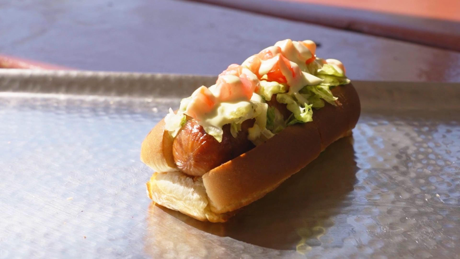Cedar Point's bacon-wrapped BLT Dog with lettuce and tomato