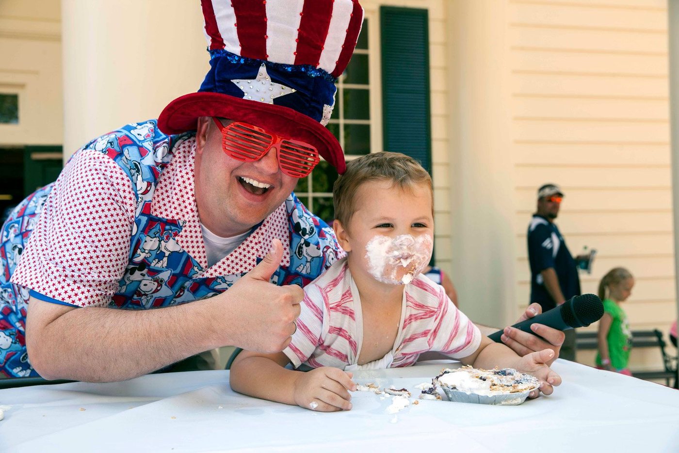 A Cedar Point guest competes in a pie-eating contest
