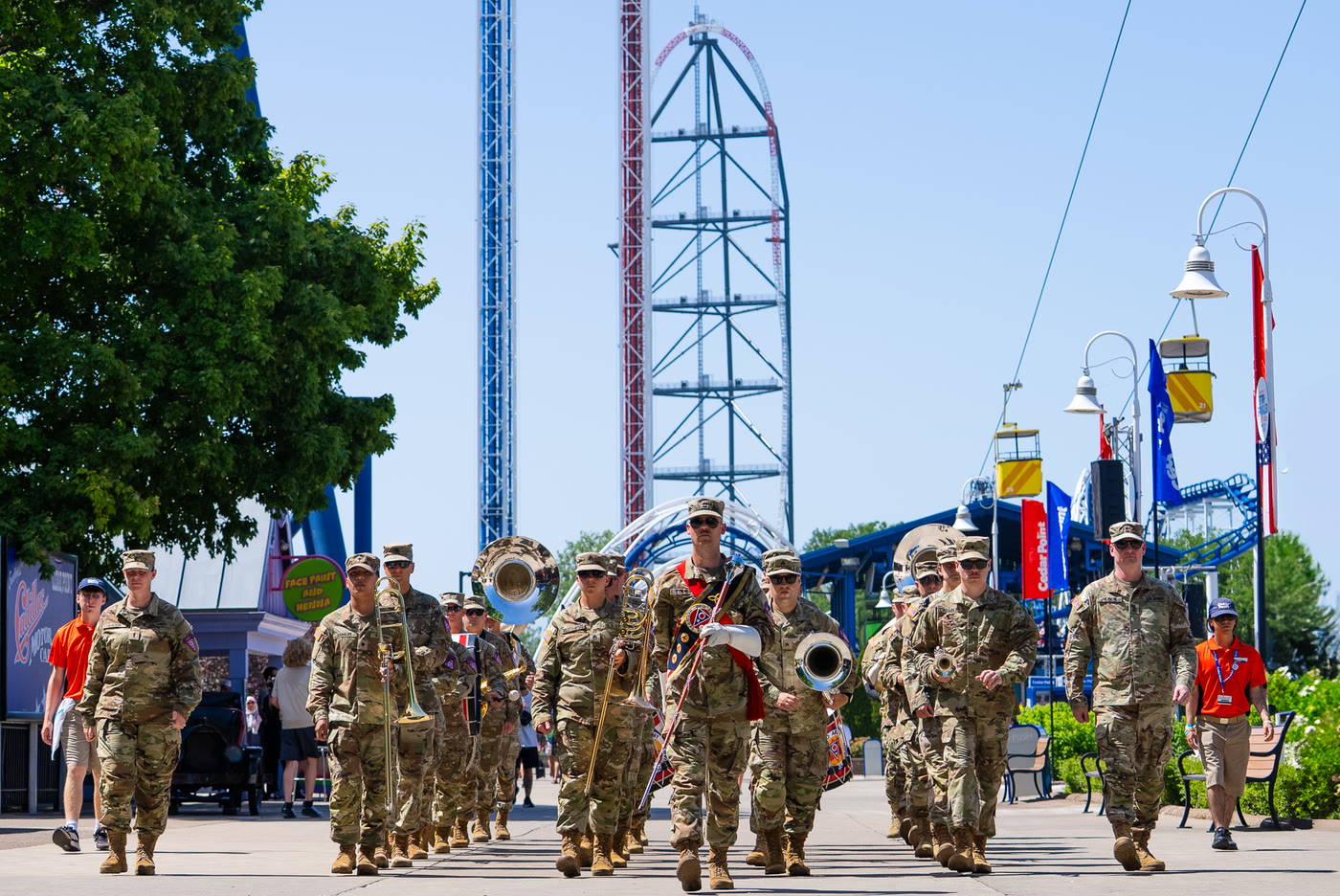 A military band performs at Cedar Point during Star-Spangled Celebration