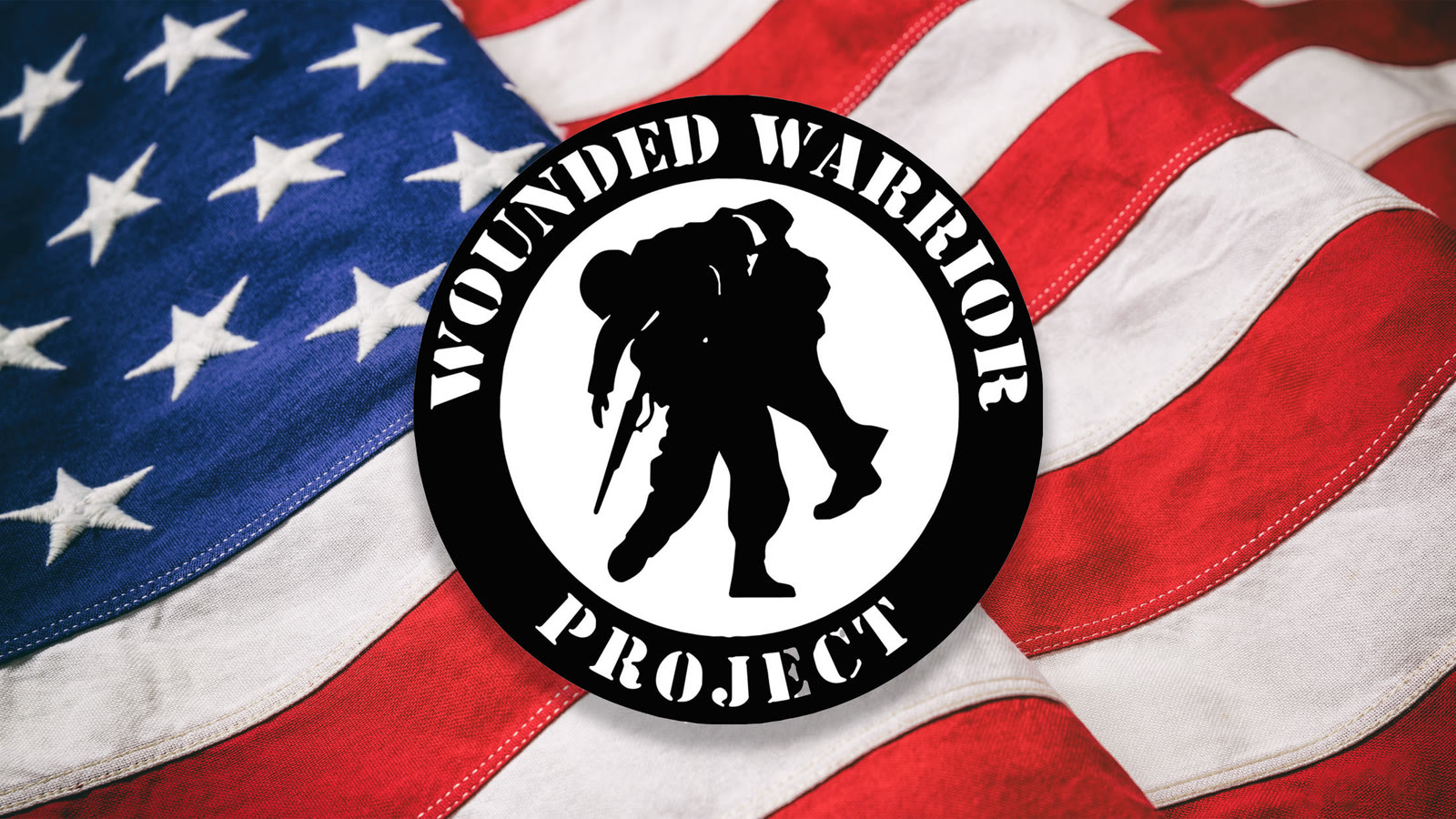 Wounded Warrior Project logo over an American flag for Cedar Point's July 4 giveaway