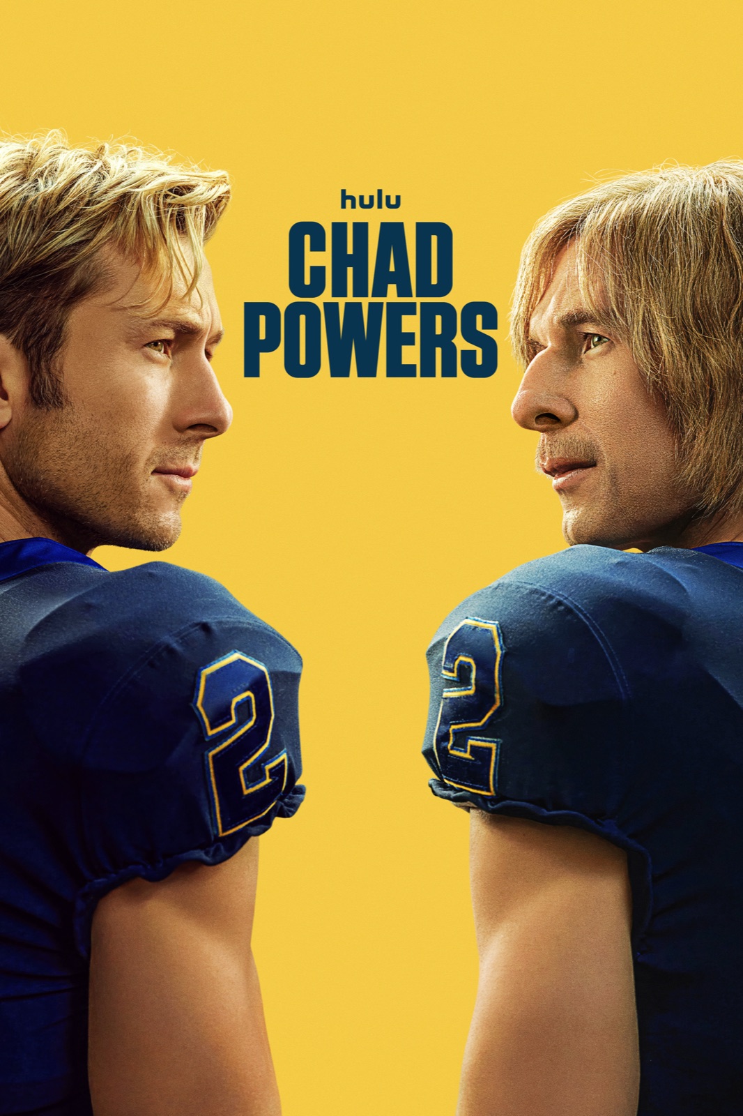 Chad Powers series poster showing Glen Powell as Russ Holliday and his disguised football alter ego