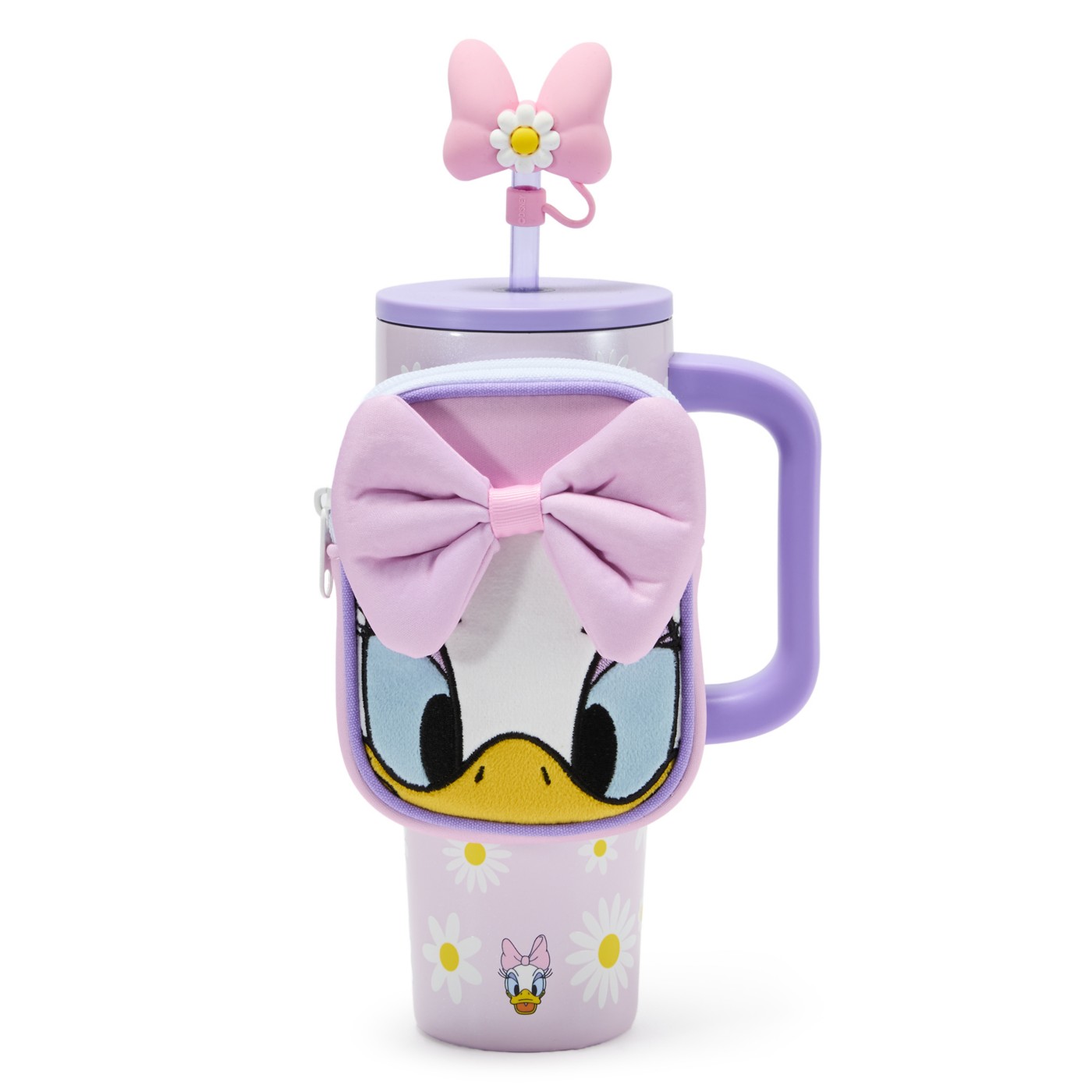 Daisy Duck 30-ounce stainless steel tumbler with lavender bow zip case