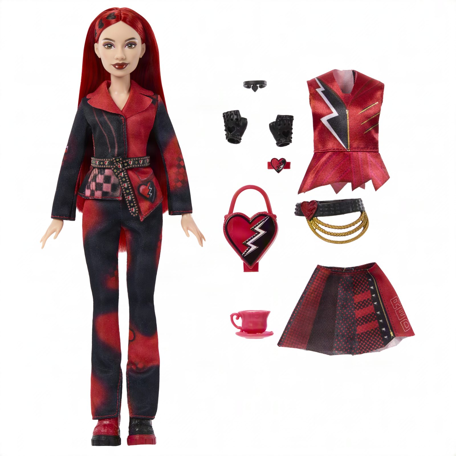 Red Tea Party Reveal doll with outfit pieces and accessories