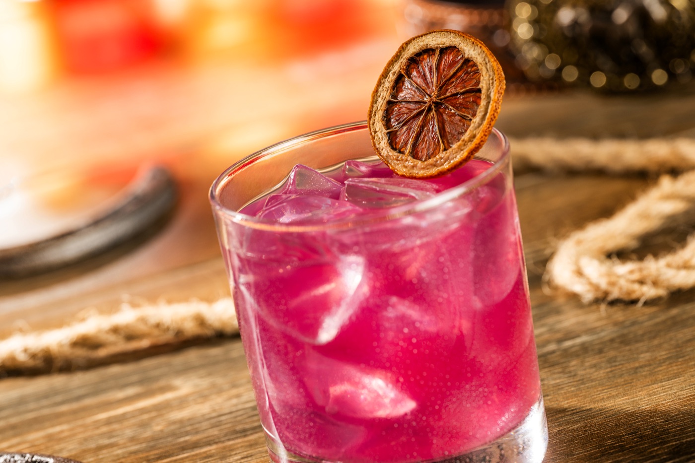 Pink Cactus Rose Margarita garnished with lime