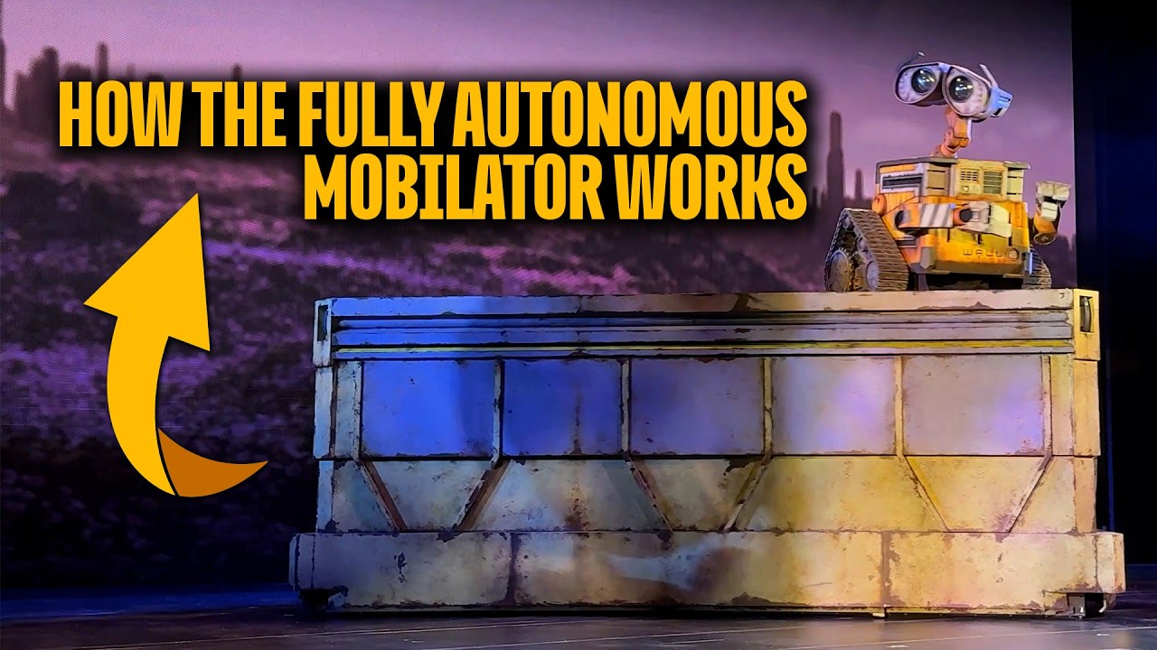 WALL-E riding the autonomous Mobilator during Remember: A Disney and Pixar Stage Show