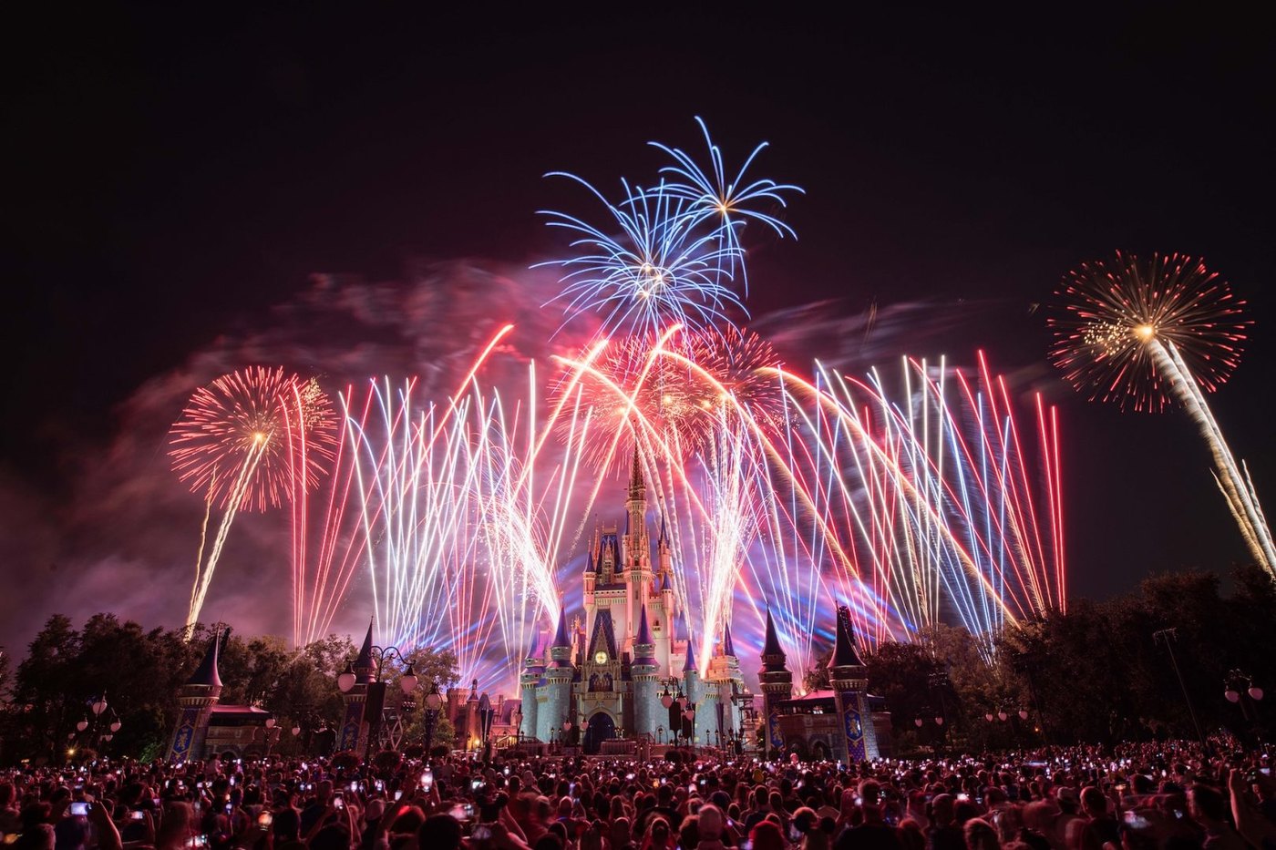 Fireworks over Cinderella Castle during Disney's July 4 celebration