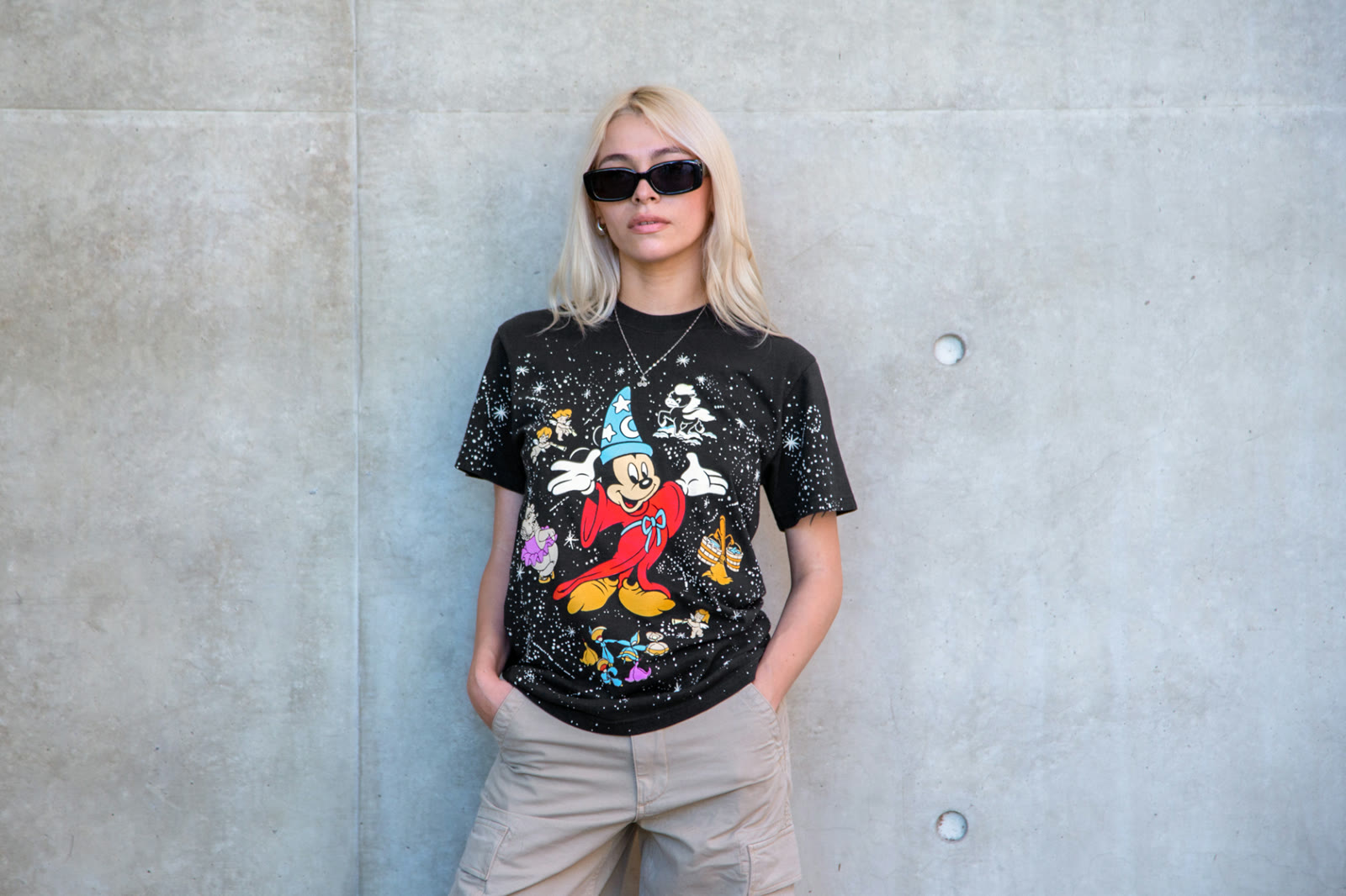 Black Sorcerer's Apprentice Mickey shirt with Fantasia characters