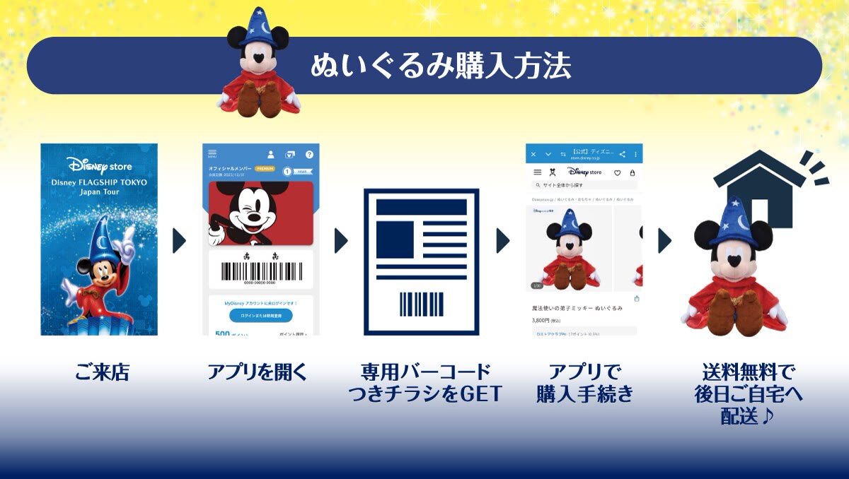 Purchase instructions for the Sorcerer Mickey Aomori plush