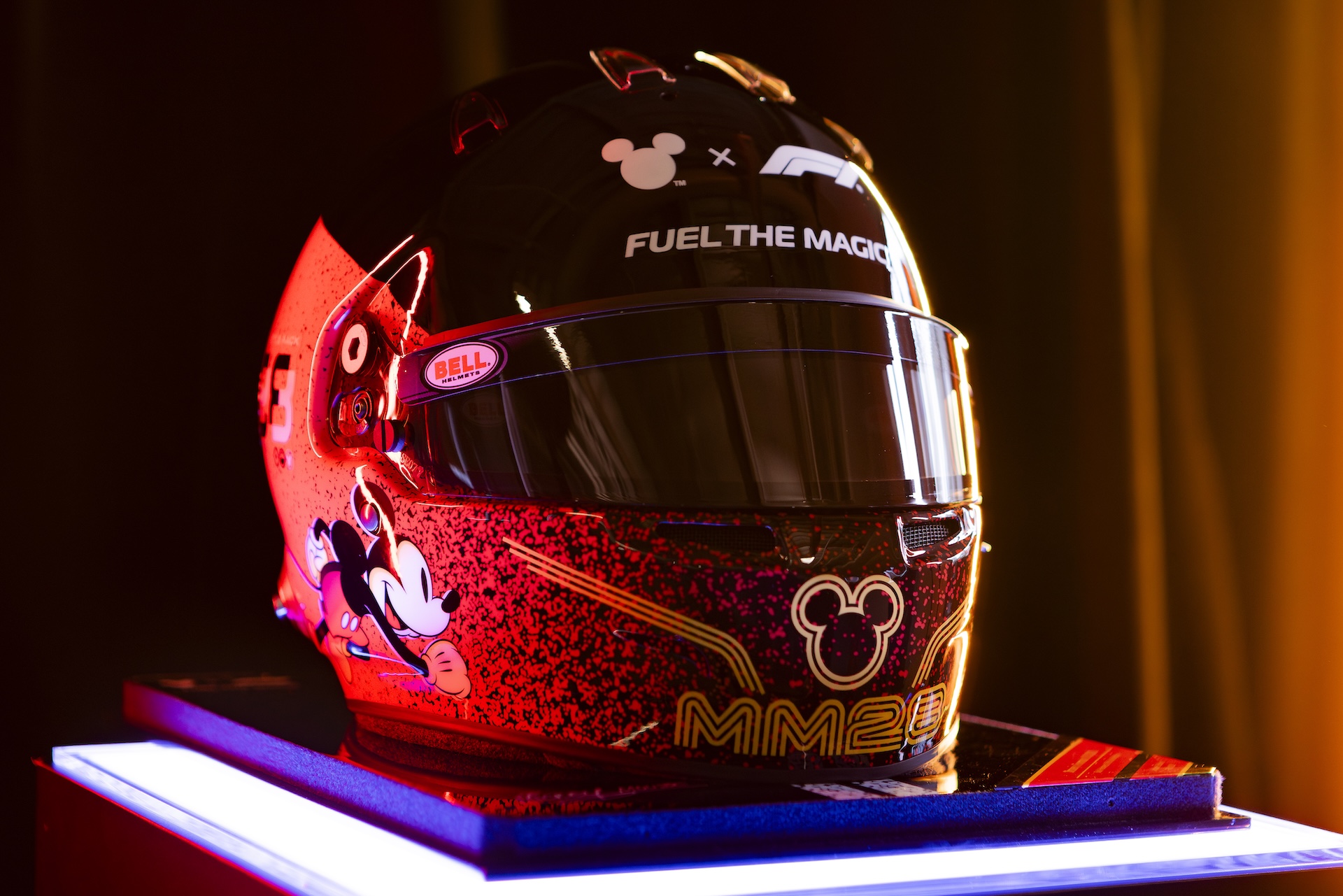 Mickey Mouse Formula 1 racing helmet created for Make-A-Wish International