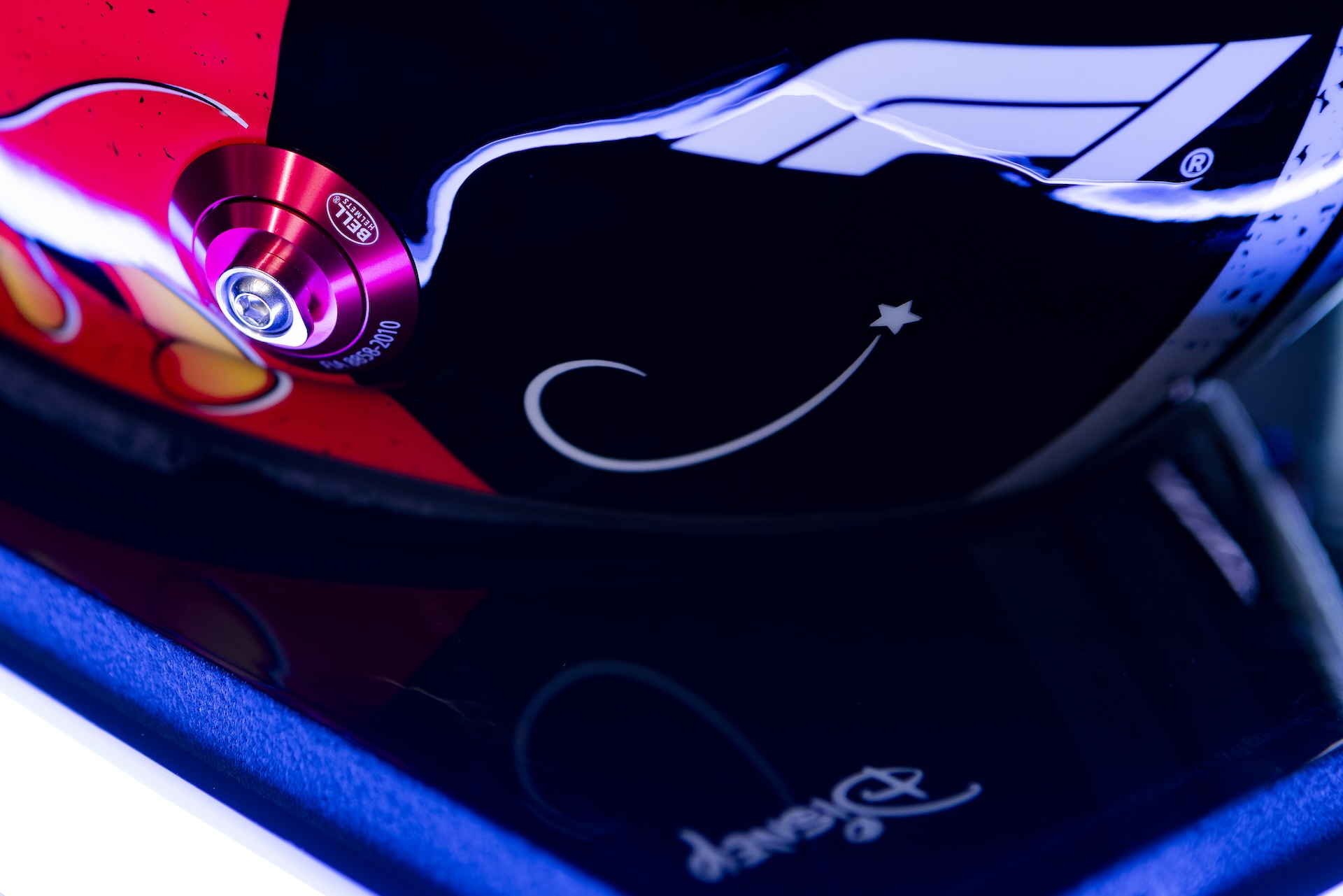 Make-A-Wish star detail on the Mickey Mouse Formula 1 helmet