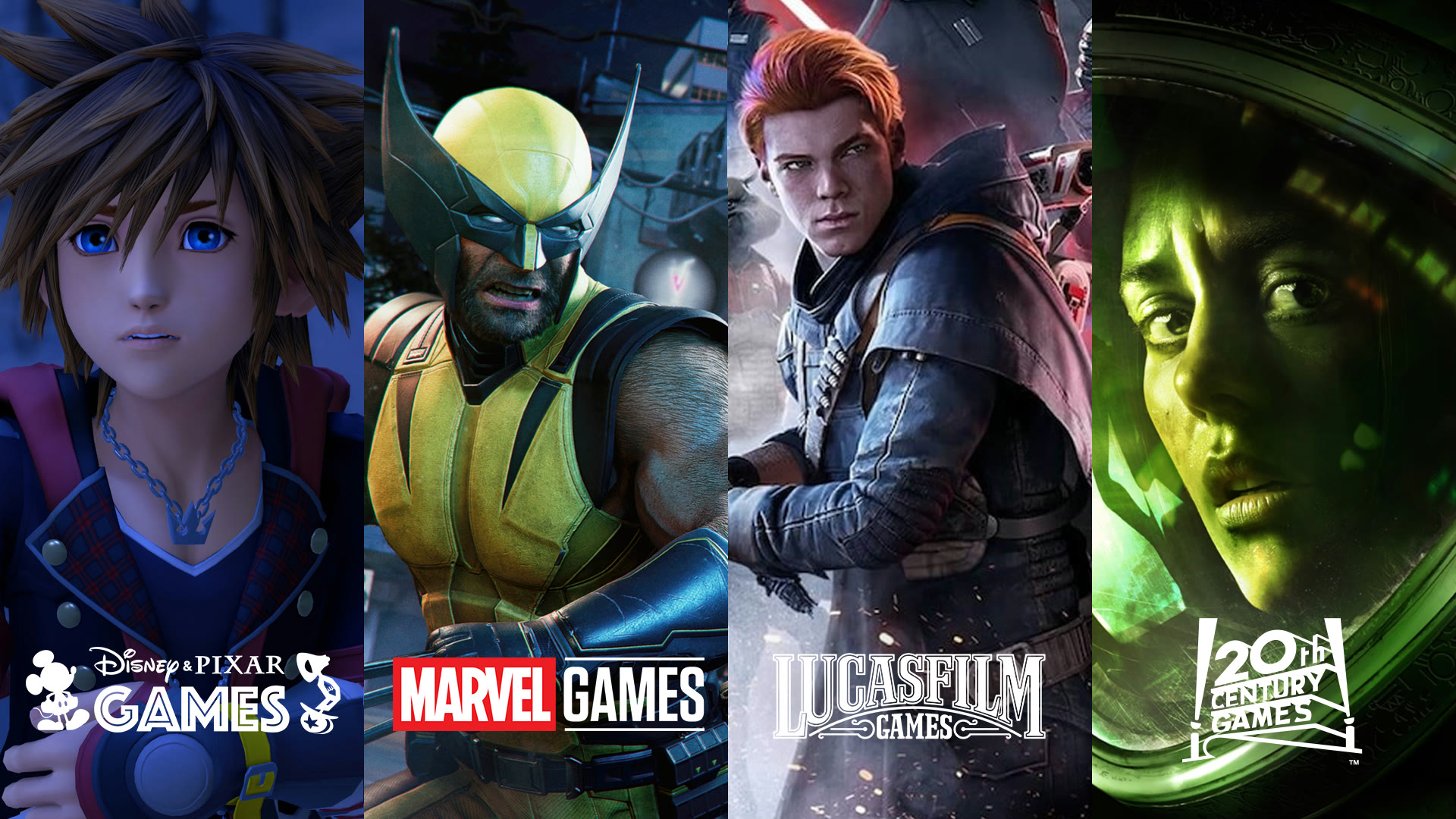 Disney Games portfolio artwork featuring Kingdom Hearts, Marvel, Lucasfilm and 20th Century Games