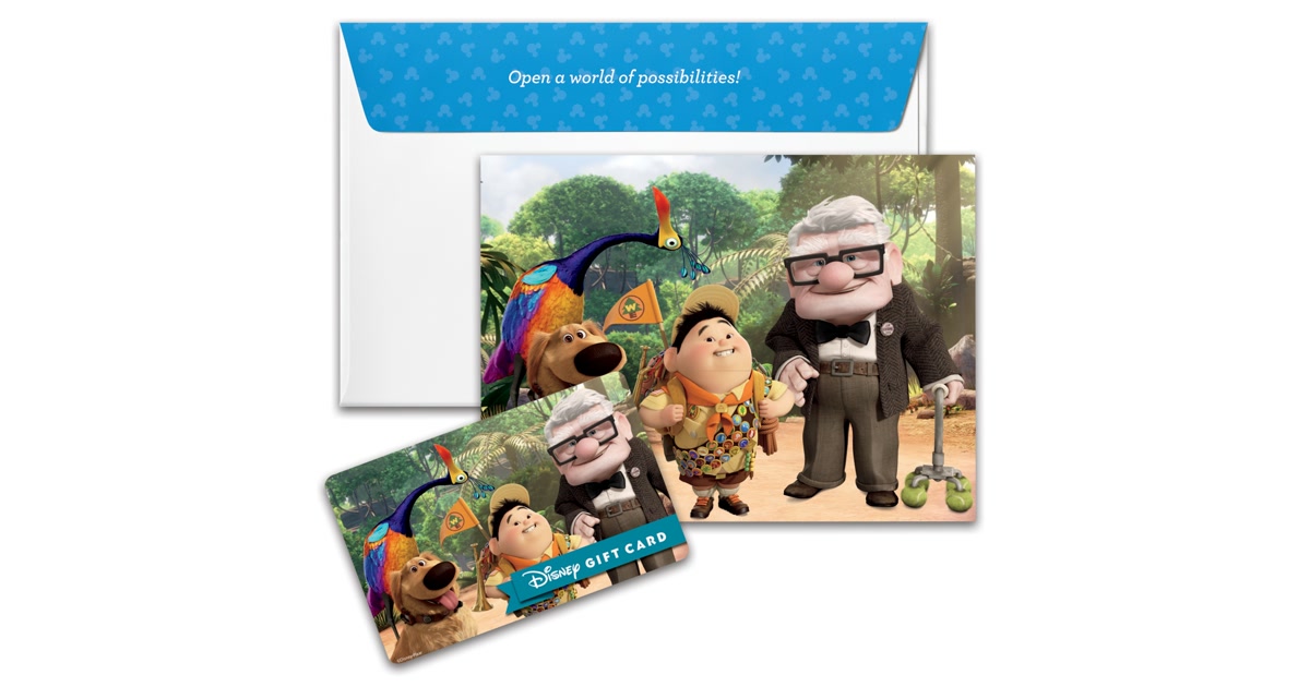 Disney Gift Card featuring characters from Pixar's Up