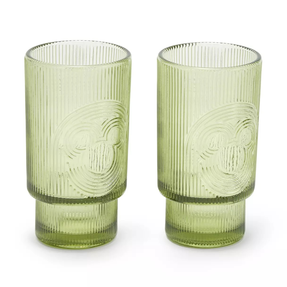 Mickey Mouse Icon Tall Glass Set, Green, official product view 2.
