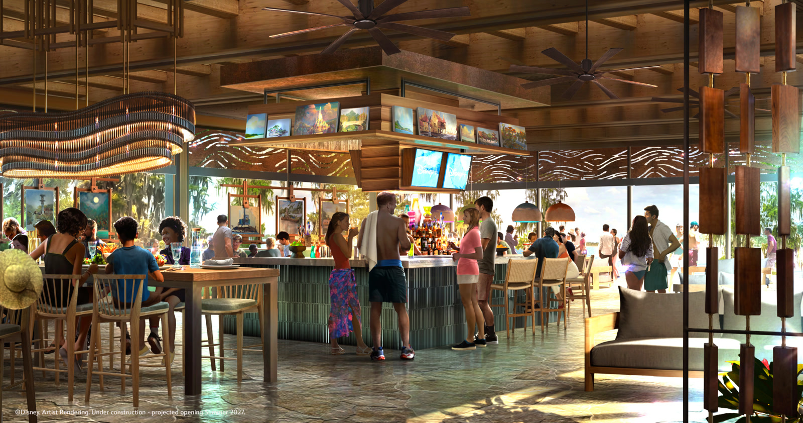 Artist rendering of Paint Out Point Bar and Grill at Disney Lakeshore Lodge