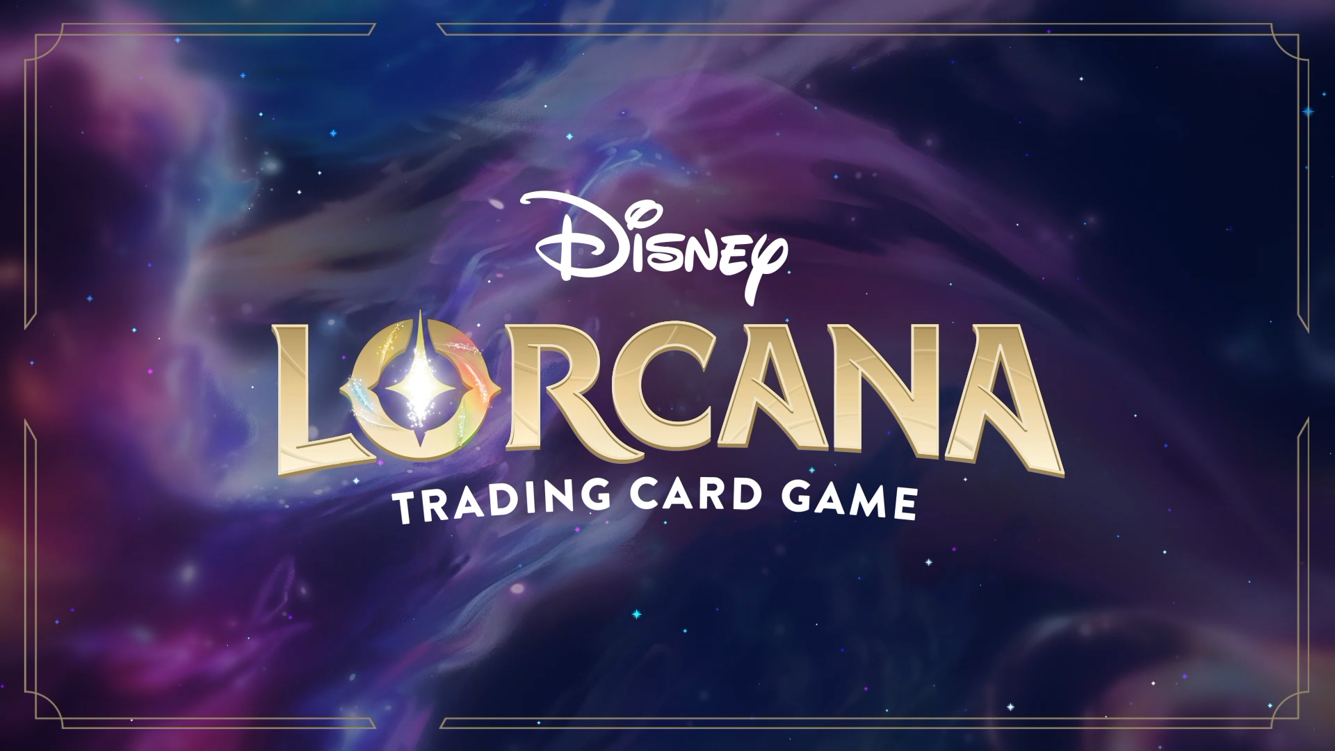 Disney Lorcana Trading Card Game logo on a purple and blue background