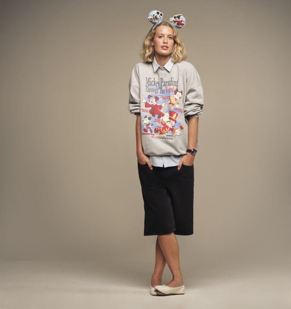 Gray Sorcerer Mickey parade history sweatshirt and matching ear headband