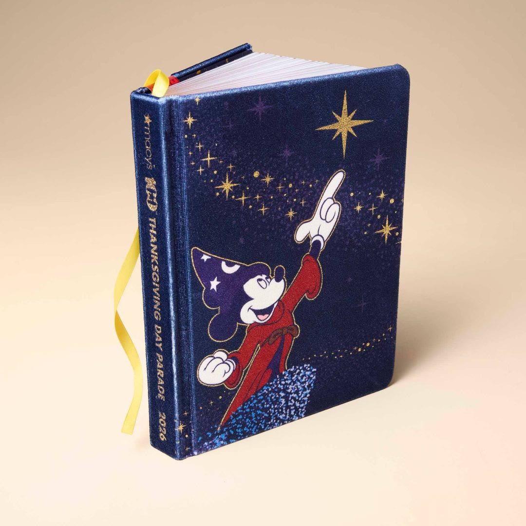 Blue velvet Sorcerer Mickey journal with Macy's 100th Parade logo