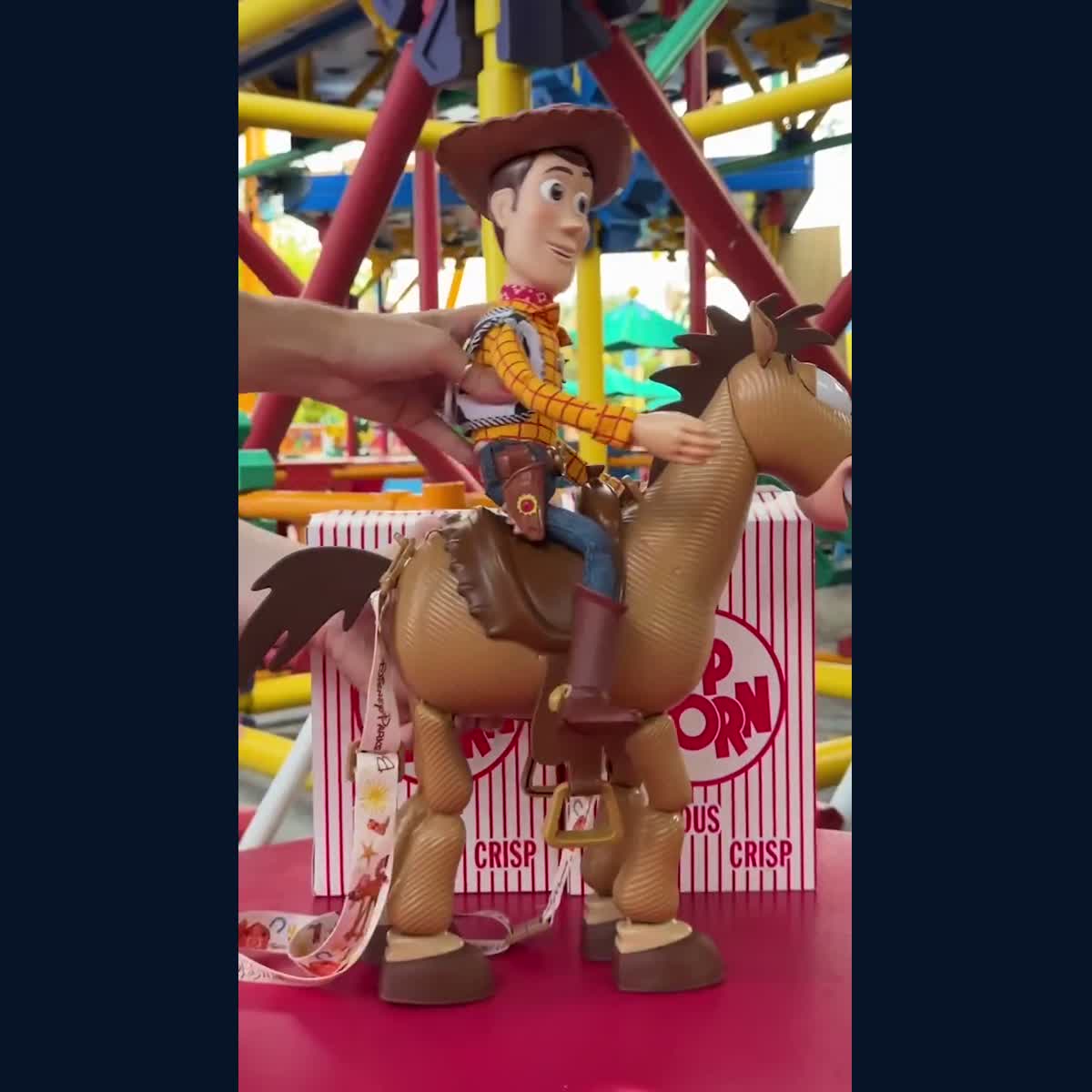 Bullseye popcorn bucket in an official Disney Parks video still