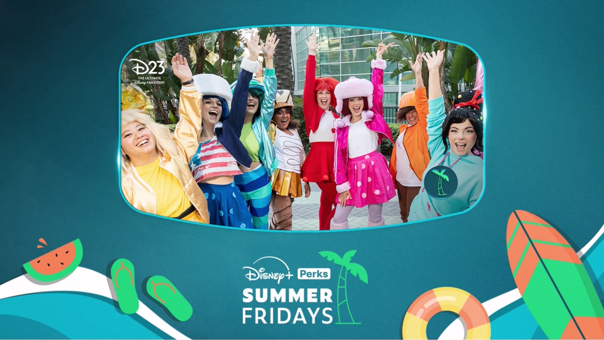 D23 costumes featured in a Disney+ Perks Summer Fridays giveaway image