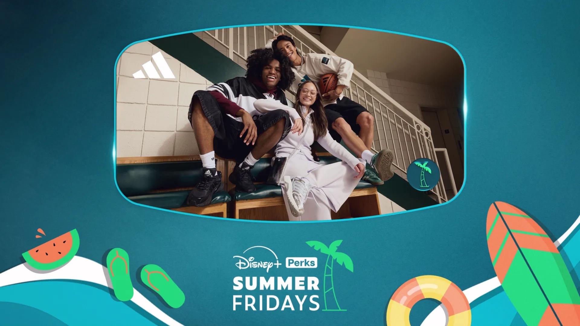 Disney+ Perks Summer Fridays image featuring an adidas discount