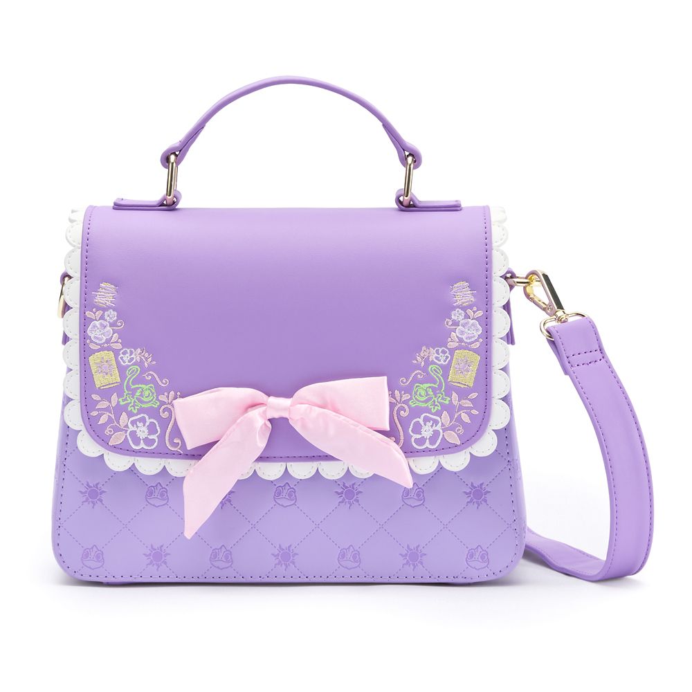 Rapunzel Loungefly crossbody bag from Tangled with Pascal and the Corona Sun