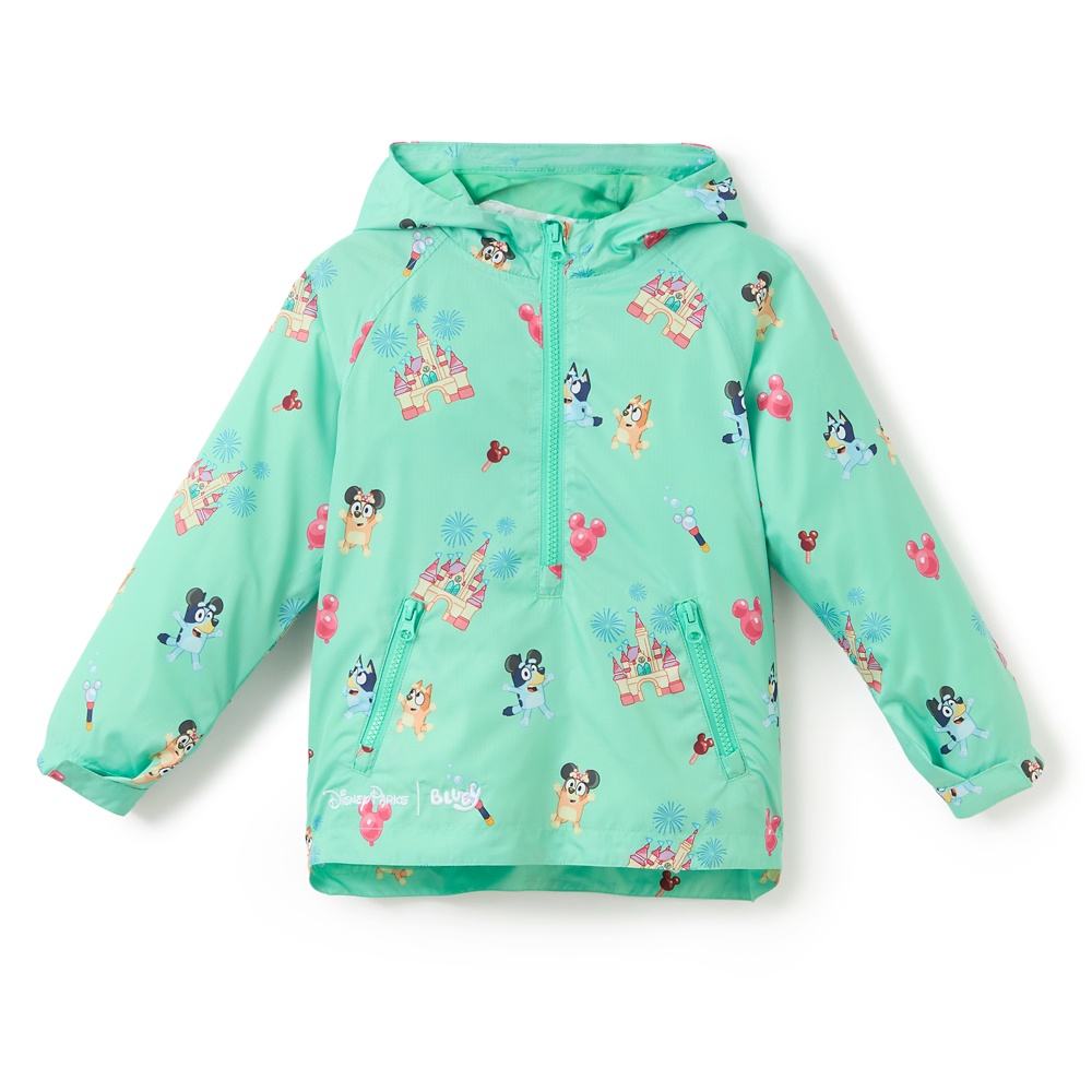 Bluey Disney Parks half-zip packable hooded rain jacket for kids from Disney Store