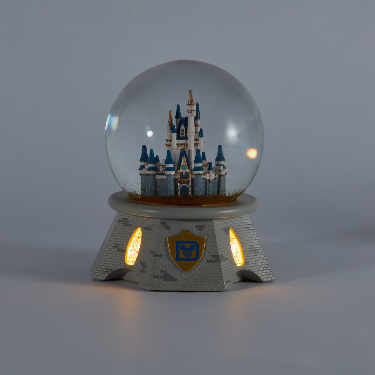 Cinderella Castle snow globe illuminated