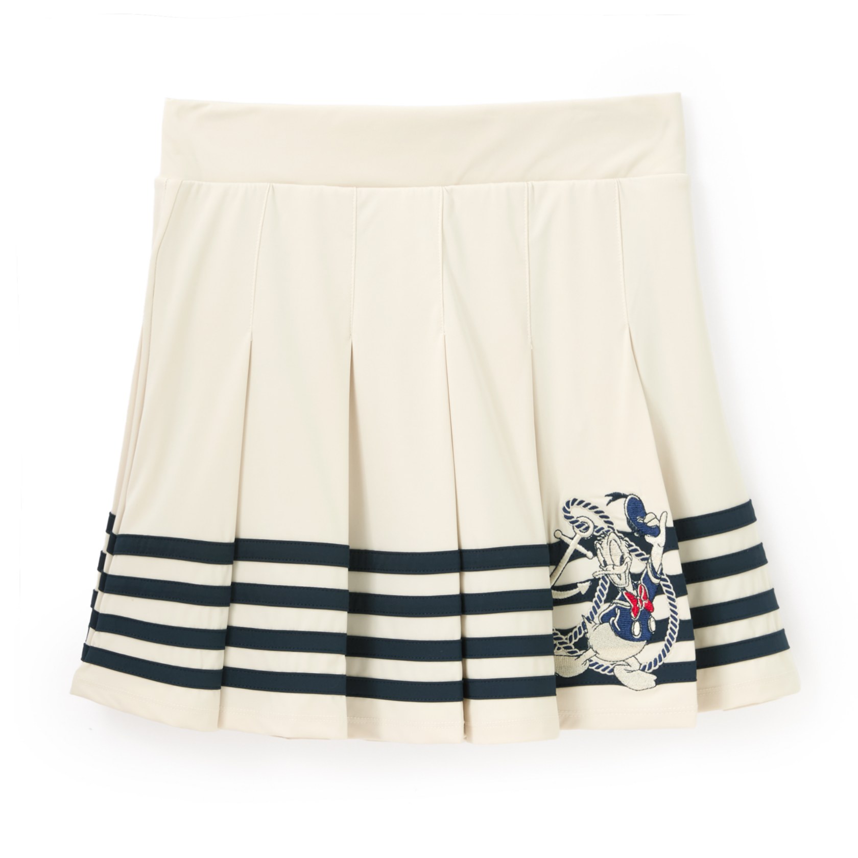 White Donald Duck pleated skort with navy stripes