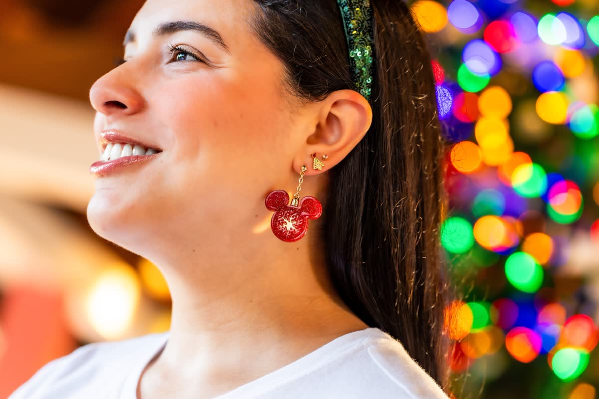 Snowflake Mickey Mouse Earrings from Disney's 2026 holiday merchandise preview