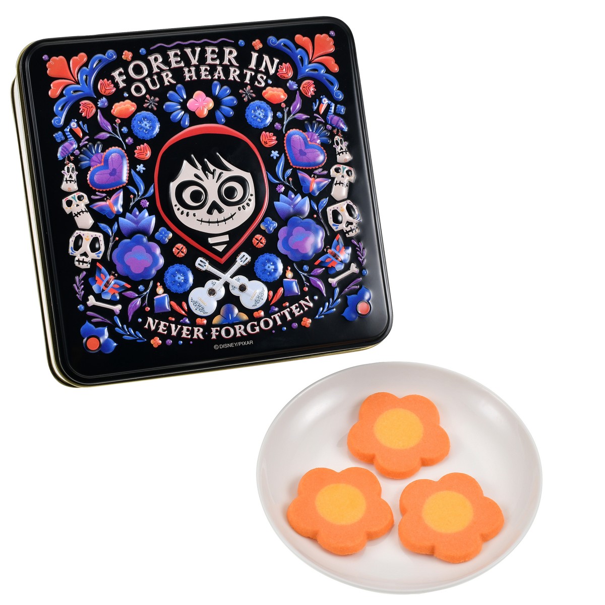 Miguel embossed baked chocolate tin from Disney Store Japan