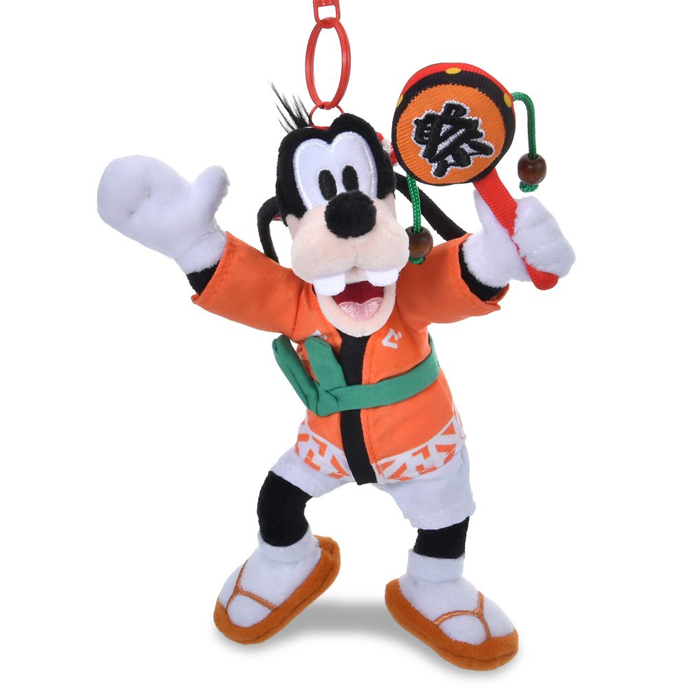 Goofy plush keychain in an orange matsuri outfit with a festival drum