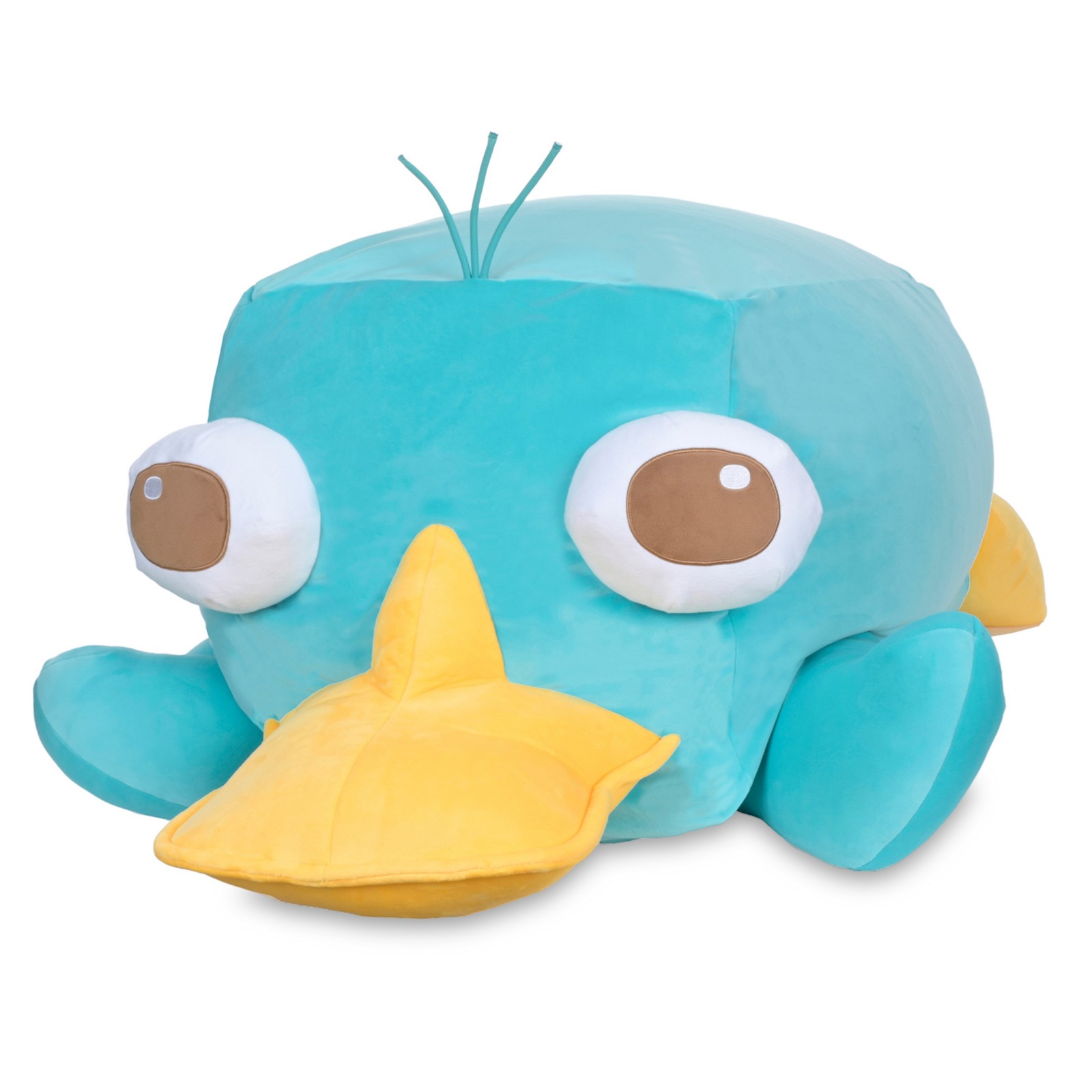 Front view of the super-sized Perry the Platypus plush