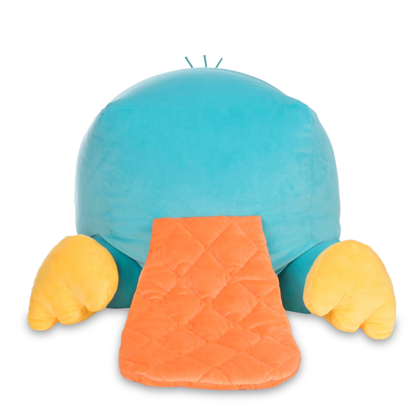 Rear view showing Perry's orange quilted tail