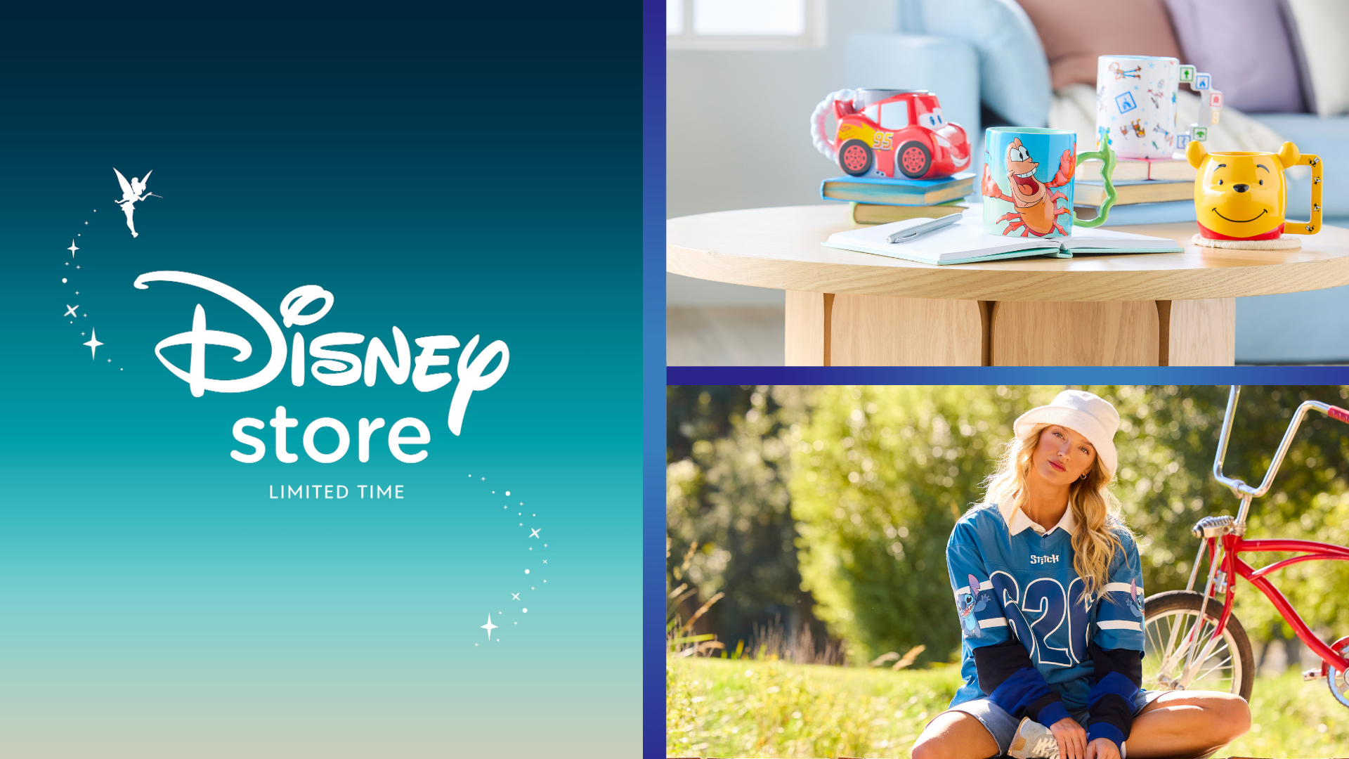 Disney Store Limited Time promotional image with Disney merchandise