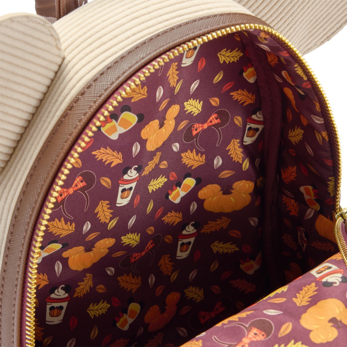 Interior view of the Minnie Mouse Halloween Loungefly mini backpack
