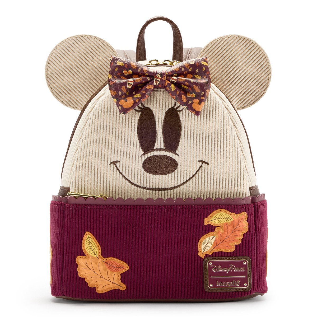 Front view of the Minnie Mouse Halloween Loungefly mini backpack
