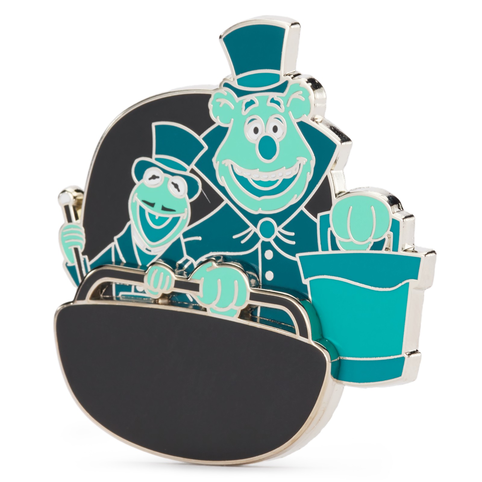 Angled view of the Kermit and Fozzie Haunted Mansion pin