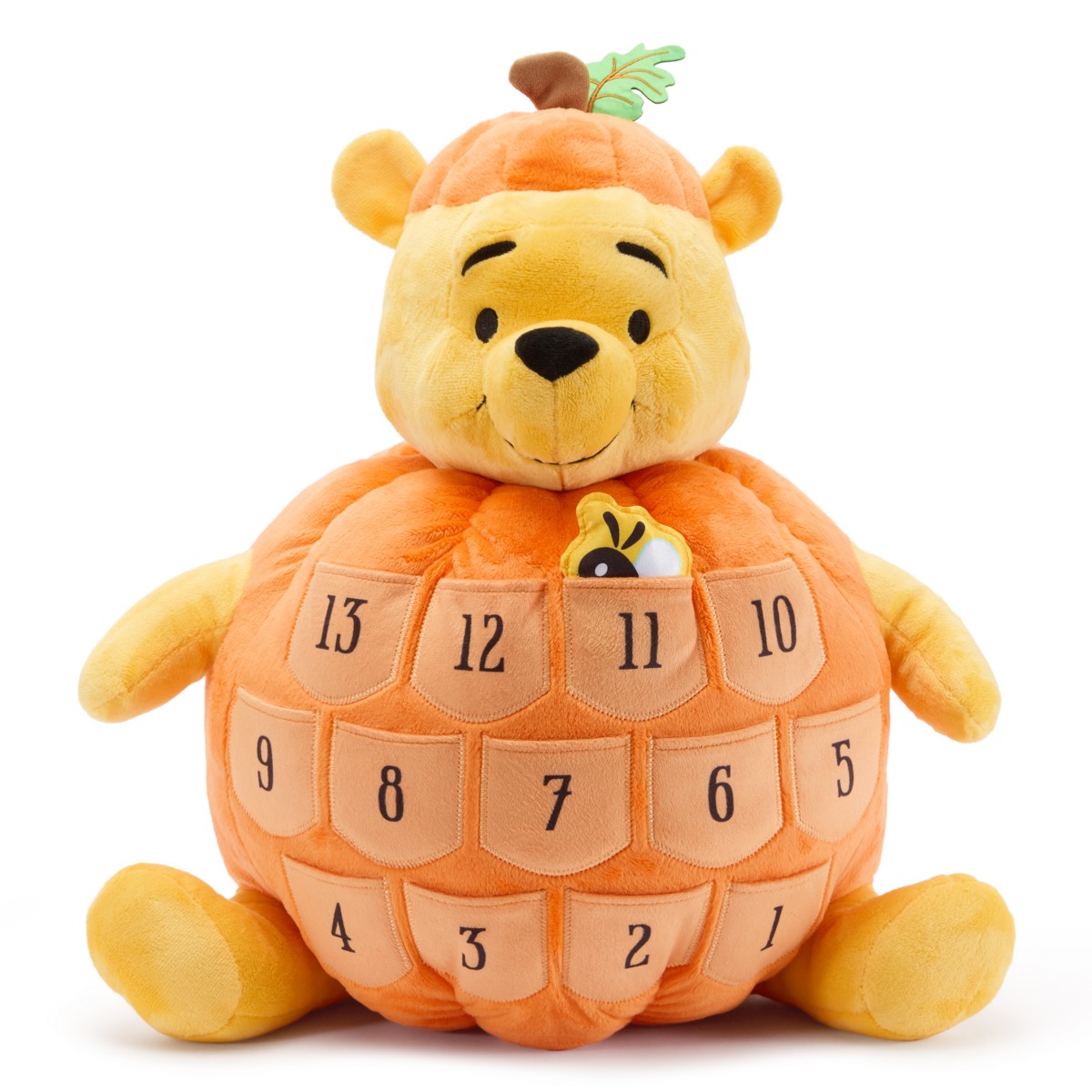 Winnie the Pooh plush Halloween countdown calendar with 13 numbered pockets