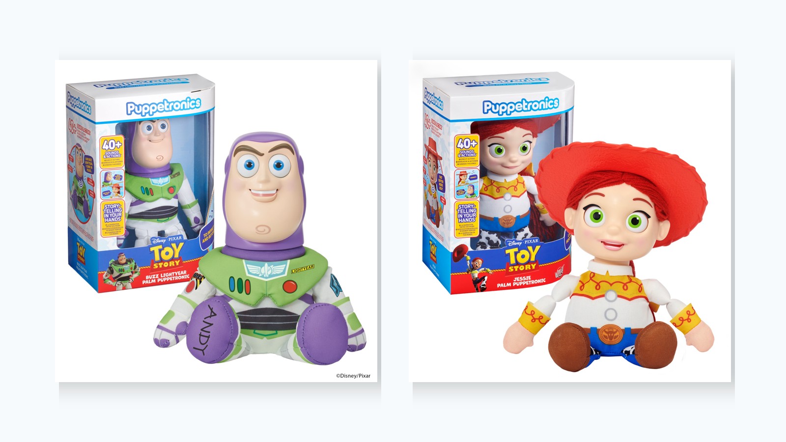 Buzz Lightyear and Jessie Toy Story Palm Puppetronic figures at Disney Store