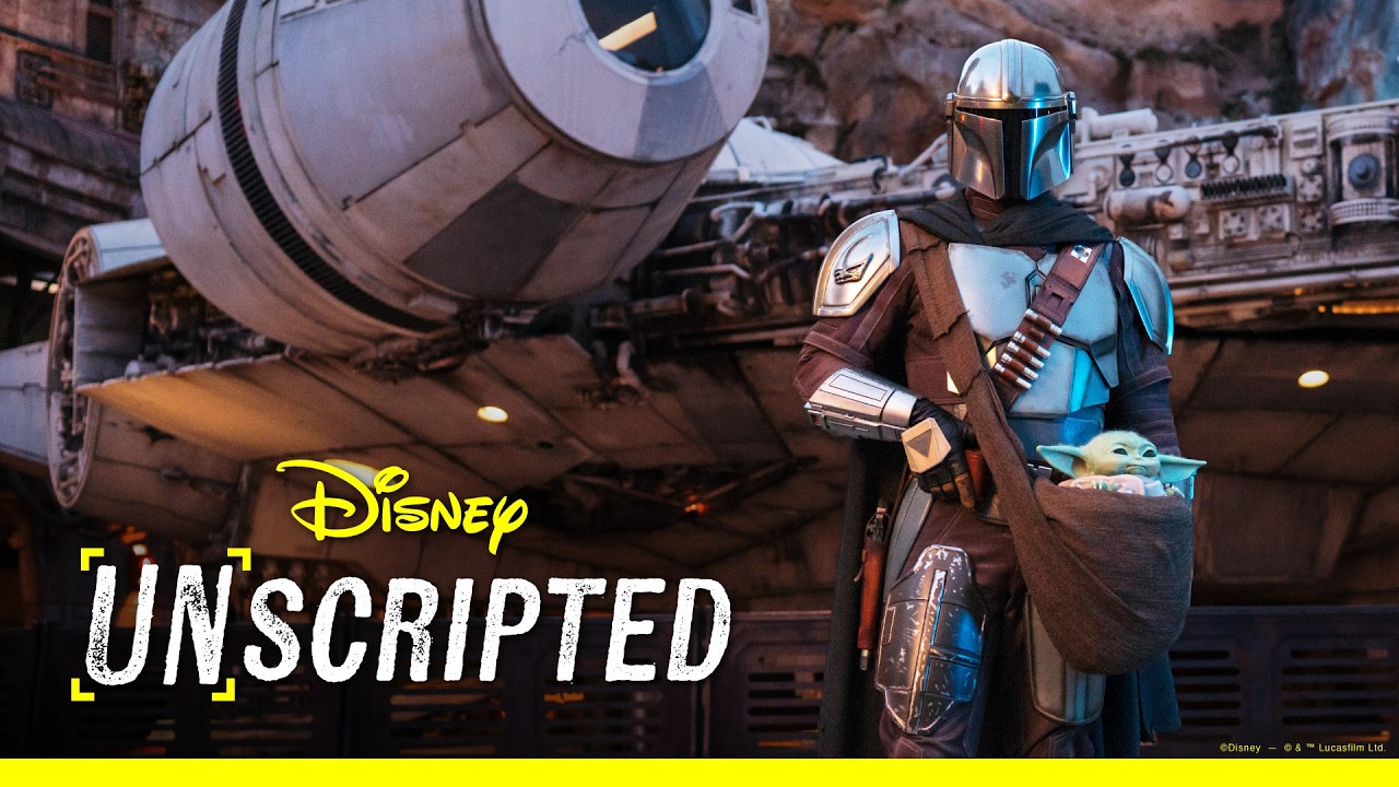Disney Parks YouTube thumbnail for the Disney Unscripted Smugglers Run Mandalorian mission episode