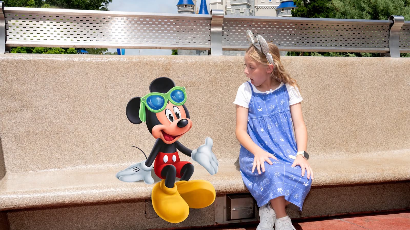 A child poses with a Mickey Mouse Magic Shot at Walt Disney World
