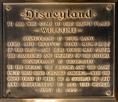 Disneyland dedication plaque