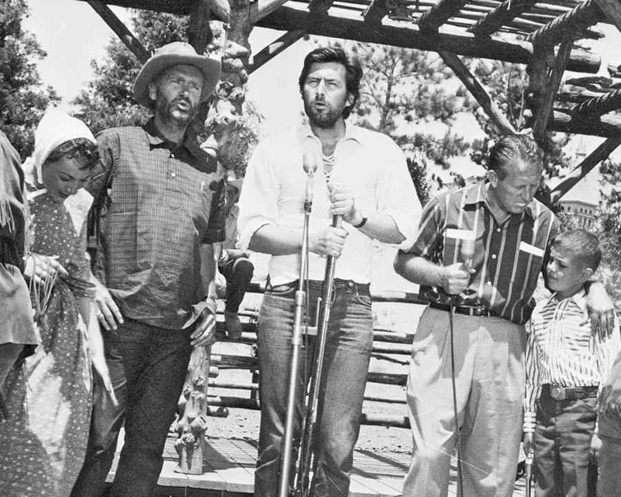 Art Linkletter Fess Parker and Buddy Ebsen in Frontierland