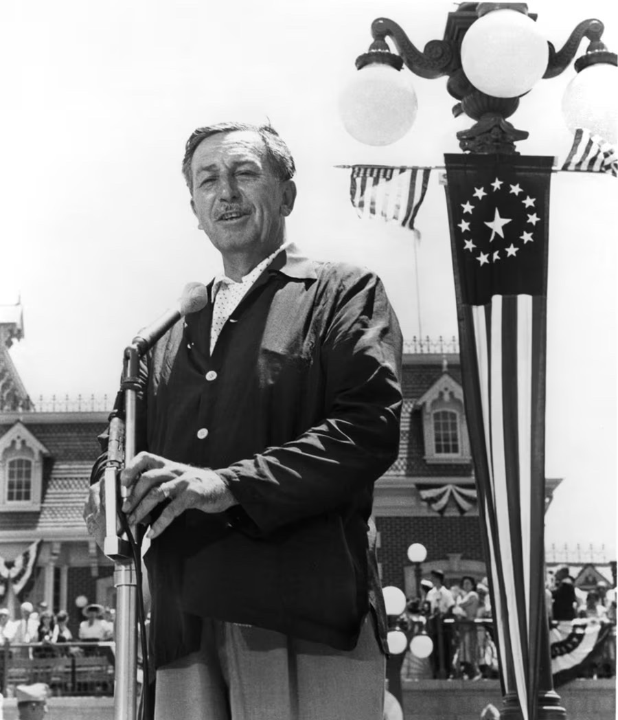 Walt Disney rehearses the Disneyland dedication