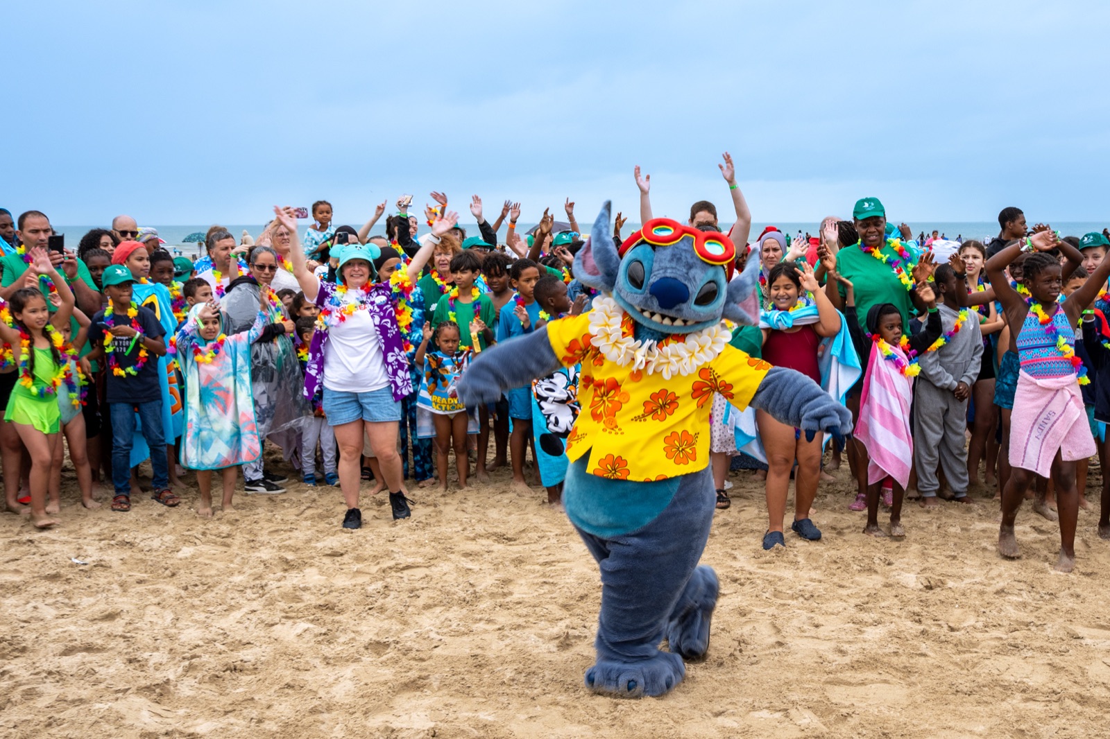 Stitch joins children at a Disneyland Paris-supported day at Deauville beach