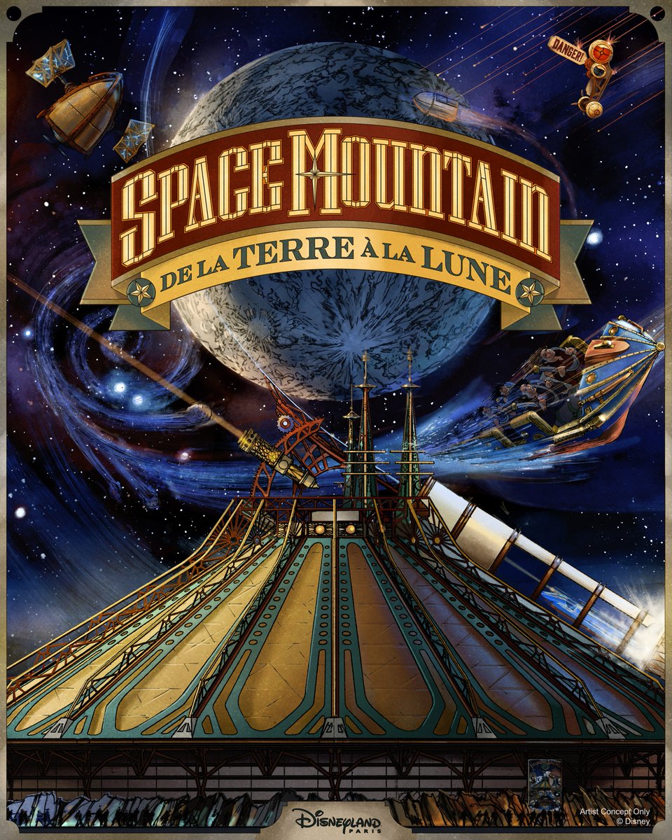 Disneyland Paris concept art for Space Mountain - De la Terre a la Lune