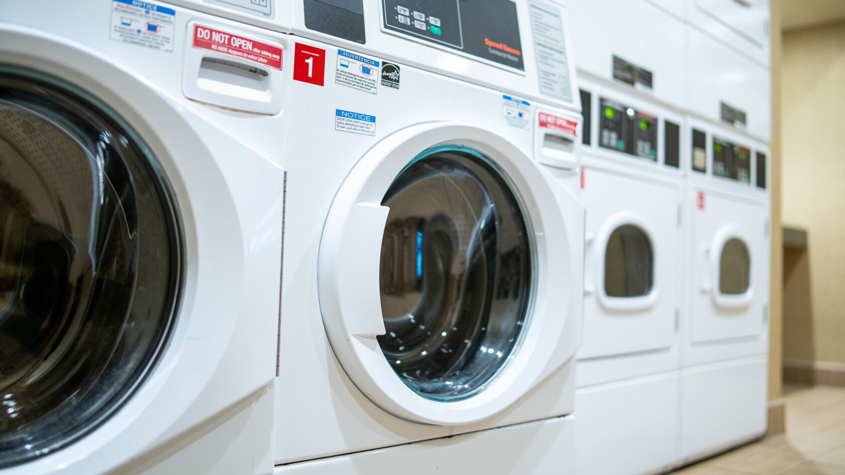 Washers and dryers in a Disneyland Resort hotel laundry room