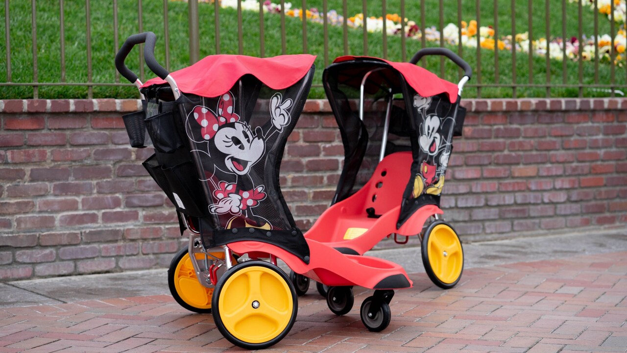 Single and double Minnie Mouse stroller rentals at Disneyland Resort