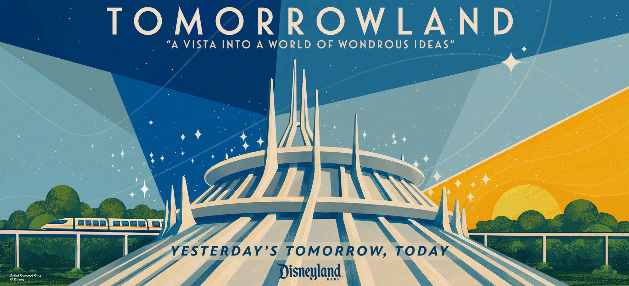 Tomorrowland reimagining artwork for Disneyland