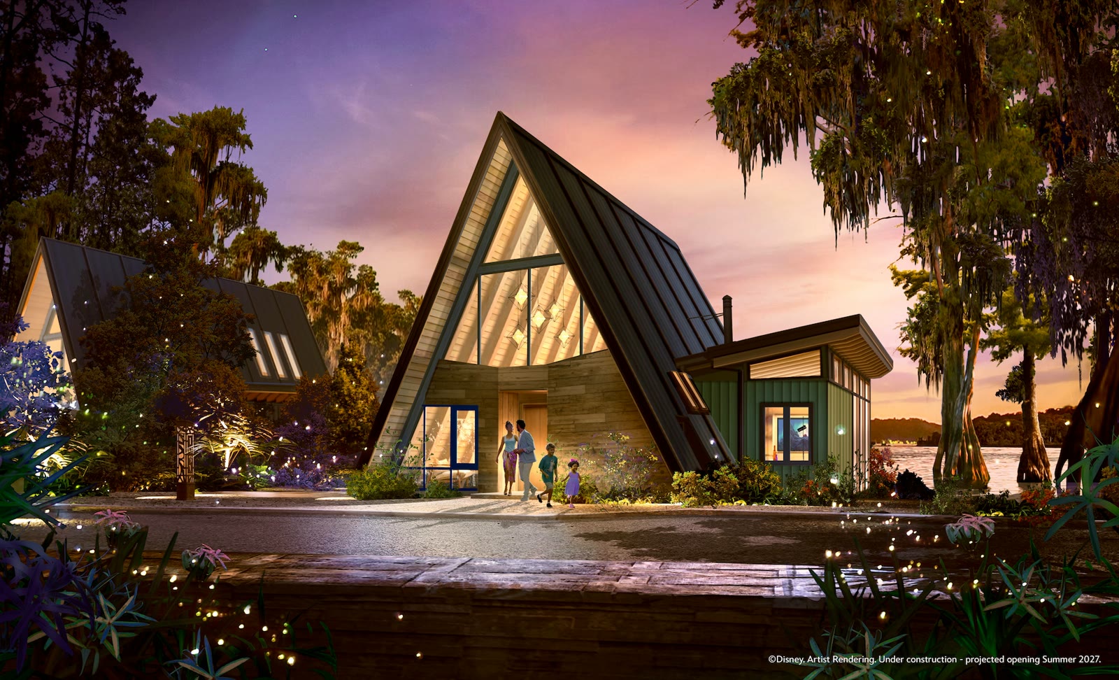 Artist rendering of the A-frame Lake Houses at Disney’s Lakeshore Lodge